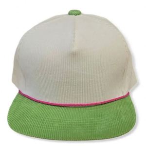 Gorra Snapback de cuerda de pana de 5 paneles personalizada, gorras de béisbol con cordón ajustable sin estructura de dos tonos - Product Image 4