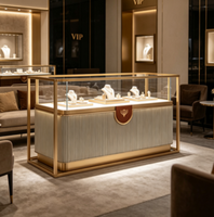 Présentoir mural professionnel en métal pour bijoux, éclairage LED intégré, durable, pour magasin, fournisseur de mobilier