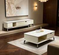 Ensemble meuble TV et table basse moderne et épuré pour petits appartements, design raffiné, meuble d'appoint sur pied