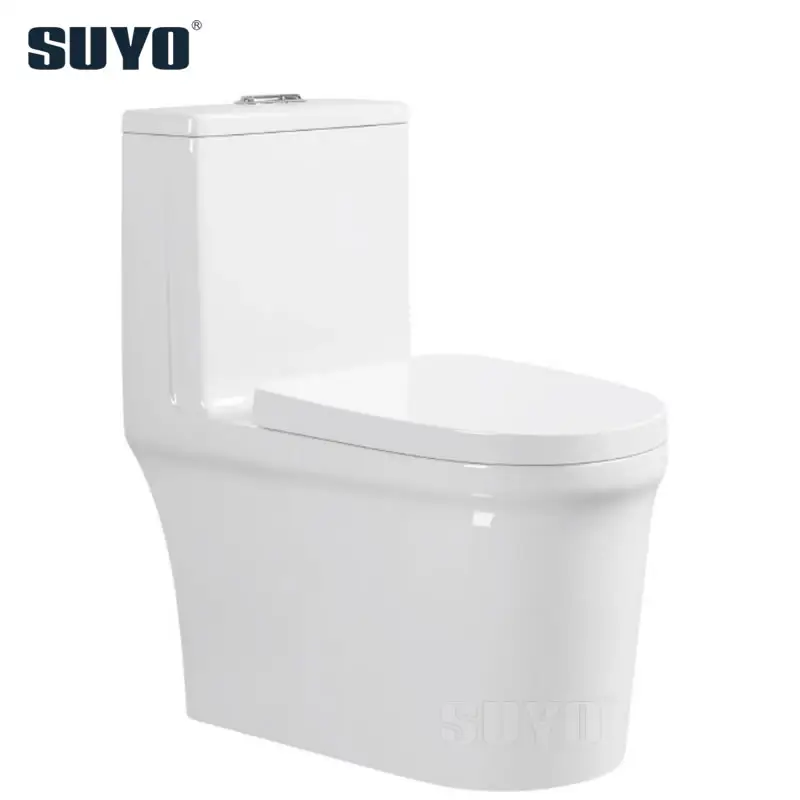 Banyo sıhhi tesisat seramik beyaz pürüzsüz sır sifonik tek parça WC tuvalet proje için