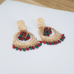 Orecchini Pendenti Classici Vintage Color Oro, Orecchini Bohémien da Donna con Fiori, Campanelle, Perle e Nappine, Gioielli Indiani Jhumka - Product Image 2