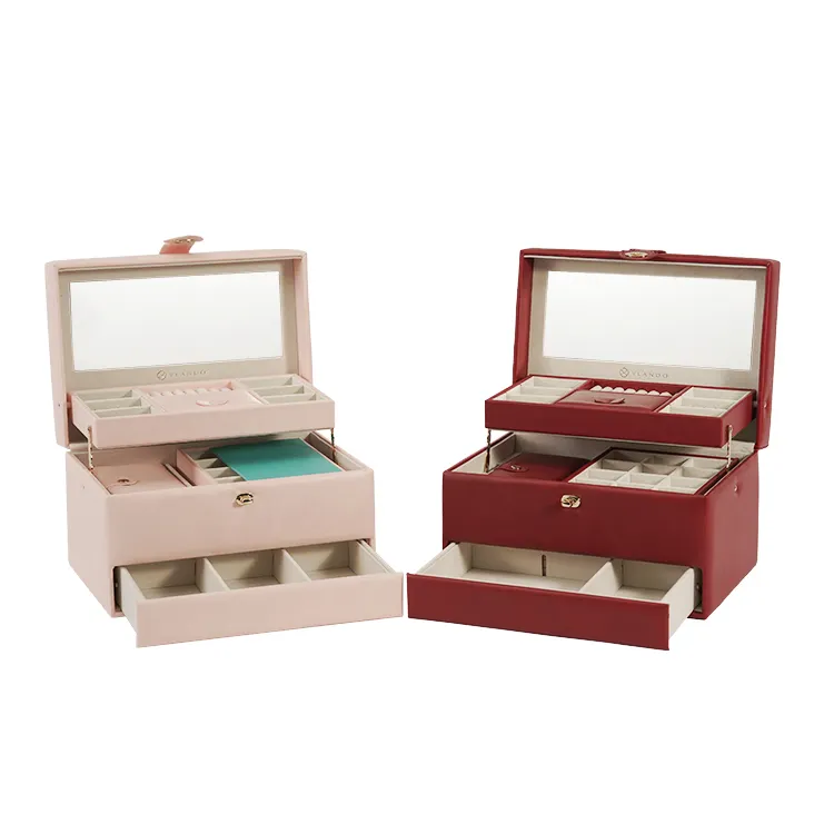 Boîtes à bijoux de luxe en gros de haute qualité avec tiroirs à aimant rotatif violet