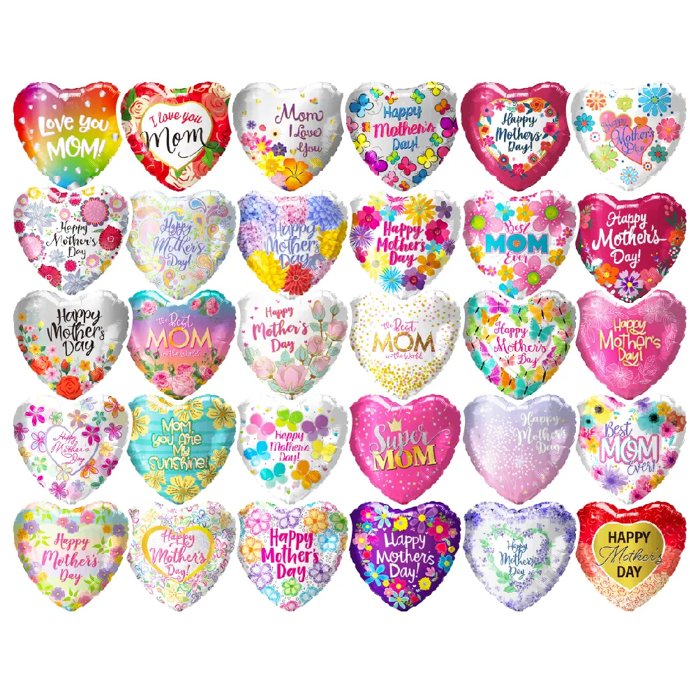 Design personalizado nova chegada coração em forma flor impresso hélio balões feliz dia das mães decorações china mylar balões