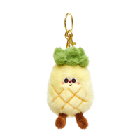 Adorable Porte-clés en Peluche Moelleux Fruits et Légumes : Pomme, Banane, Maïs, Ananas, Fraise – Breloque Mignonne pour Sac et Clés