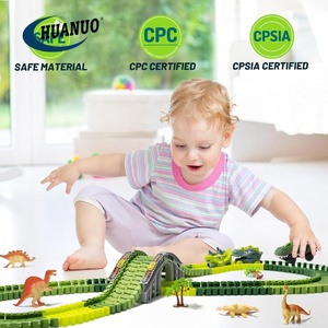 Kids Create A <span class=keywords><strong>Dino</strong></span> World Road Race Toys 277PCS Dinosaur Train Toy Slot Car Race Track Sets - Product Image 5