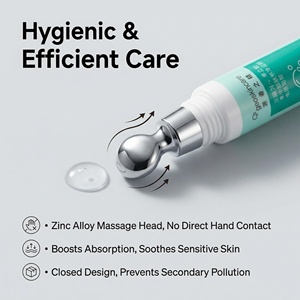 Tubo Cosmetico Verde Personalizzato con Testina Massaggiante in Lega di Zinco <span class=keywords><strong>per</strong></span> Crema <span class=keywords><strong>Occhi</strong></span> e Siero, Confezione Professionale <span class=keywords><strong>per</strong></span> Skincare, Tubo Morbido 15ml - Product Image 3