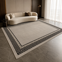 Tapis de luxe néoclassique moderne en laine de Nouvelle-Zélande, motif géométrique grec, à poils coupés et bouclés, pour salon - Vente en gros