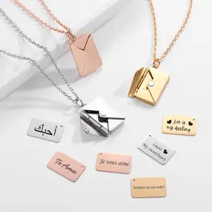 Custom Name Logo Pendant Jewelry Titanium Steel Women Necklaces Initials 18K Gold Plated Nameplate Men Letter magnetic Necklace