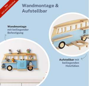 Estante para Figuras Tonie de Madera con Certificación FSC y BSCI - para hasta 32 Figuras Tonie (Magnéticas) - Diseño de Autobús para Niños y Niñas - Estante Independiente o Colgante - Product Image 5