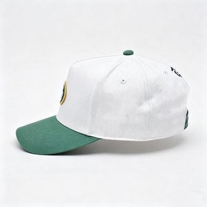 Casquette de baseball bicolore blanc et vert à 6 panneaux avec logo brodé, visière incurvée, chapeau unisexe tendance pour le streetwear - Product Image 2