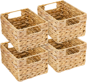 Portable Foldable Eco-Friendly Handmade Food Storage Bathroom Kitchen Organizers Straw Woven Box Natural Water Hyacinth Baskets - Product Image 1