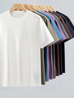 Camiseta de Manga Corta para Hombre, Personalizada, Premium, de Algodón Supima 60s, con Enfriamiento por Amoníaco Líquido, Cuello Redondo, Lisa, con Logotipo Personalizado