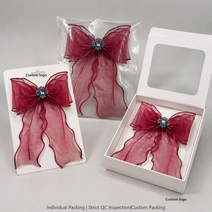 Maßgefertigte Hochwertige Japanische Koreanische High-End Tschechische Diamant-Organza-Schleife Feder-Haarspange Fließende Luxus-Haarschleife - Product Image 6