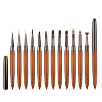 Stylo de traçage professionnel en bois de santal pour nail art, à poils en nylon, motif rayé ovale, pour extension d'ongles en acrylique et gel UV, dessin et sculpture