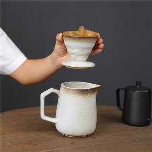 Hot Selling Coarse Pottery Handmade <b>Coffee</b> Pot Set Ceramic <b>Filter</b> Cup Brewed Drip Utensils - Product Image 3