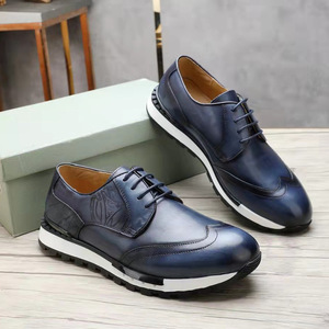 Men's Genuine Leather Oxfords <b>Round</b> Toe Paisley Embossed Office Career Shoes <b>Cushioned</b> Rubber Outsole - Product Image 4