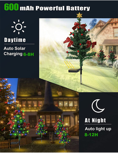 Luces Solares para Árbol de Navidad, IP65 Impermeables, 75 cm de Altura, Decoración para Jardín Exterior con 8-12 Horas de Iluminación - Product Image 3