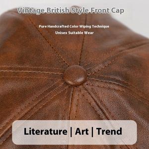 Gorra de Cuero Sintético Casual para Hombre y Mujer, Estilo Británico, Tendencia de Moda Otoño-Invierno 2025, Gorra Newsboy de 8 Paneles para Exteriores - Product Image 3