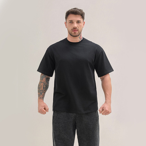 Chất Lượng Cao 220G Cotton Tùy Chỉnh Áo Thun Quá Khổ Drop Shoulder Heavyweight Phòng Tập Thể Dục T-Shirt Dtg In <span class=keywords><strong>Logo</strong></span> Đồng Bằng Phòng Tập Thể Dục T Áo Sơ Mi Cho Nam Giới - Product Image 3