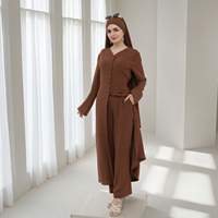 Yibaoli Fabricant 5 Couleurs Jazz Crêpe Musulman Dubaï Turquie Style Femmes Modeste Abaya 2 Pièces Pantalon Ensemble pour Femmes
