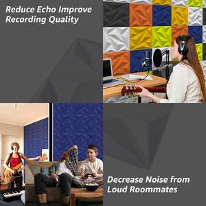 Panneaux muraux Art3dwallpanels modernes 3D bleus, panneaux acoustiques insonorisants, <span class=keywords><strong>mousse</strong></span> écologique, haute réduction du bruit, chambre à coucher, hôtel, appartement, salon - Product Image 5