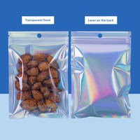 Emballage personnalisé transparent refermable, sac holographique imprimé, sac en mylar, emballage plastique