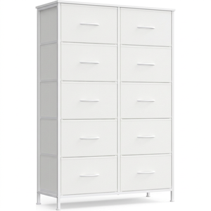 <b>White</b> 10 <b>Drawer</b> Metal Dresser Freestanding Storage Cabinet <b>for</b> <b>Bedroom</b> Modern - Product Image 1