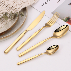 Phong cách mới nhà hàng đám cưới <span class=keywords><strong>Flatware</strong></span> bộ chất lượng cao vàng thiết lập dao kéo <span class=keywords><strong>1810</strong></span> thép không gỉ muỗng và ngã ba máy rửa chén an toàn - Product Image 4