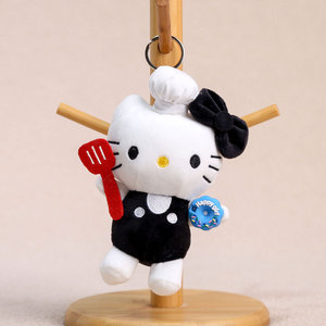 Porte-clés en peluche chat noir mignon de dessin animé, poupée à longues pattes, pendentif en coton, écologique, doux, portable, figurine d'anime - Product Image 2