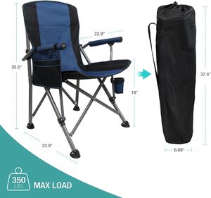 Silla de Camping Plegable Portátil de Respaldo Alto y Gran Tamaño, con Estructura de Acero Resistente y Portavasos, Silla de Jardín Metálica Fácil de Plegar - Product Image 2