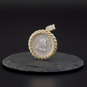 قلادة موسانيت <span class=keywords><strong>2026</strong></span> مخصصة مرصعة بالكامل بقطع دائري لامع من الذهب عيار 18 قيراط، مجوهرات نحاسية فاخرة مرصعة بالزركون - Product Image 2