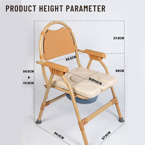 Стул-туалет для взрослых и пожилых людей с подлокотниками, выдерживающий нагрузку до 136 кг, складной, из алюминиевого сплава с текстурой под дерево, для спальни, безопасный - Product Image 6