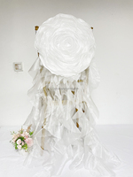 Carry Big Flower Chaise de mariage à volants Ceintures de fête Couverture de chaise Spandex Romantique Organza Ceintures de chaise de mariage