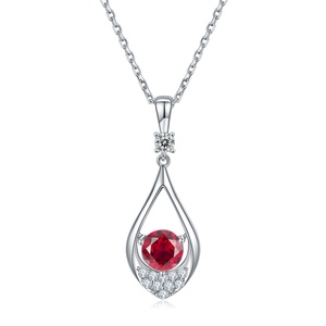 Collar de Plata 925 con Moissanita en Forma de Gota, Rubí y Zafiro, Joyería Messi JS020 - Product Image 4