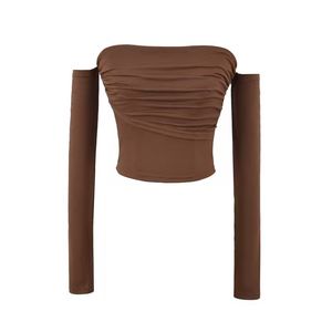 Stacked <b>One</b> Shoulder Solid Color Long Sleeve <b>Top</b> - Product Image 5