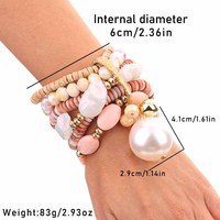 Bracelet élastique en pierres naturelles, cristal, coquillages et acrylique pour femmes, fabriqué à la main, ensemble de bracelets superposables