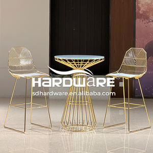 Tabouret de bar haut en acier inoxydable doré, style moderne, pour pub d'hôtel, bar, doré - Product Image 1