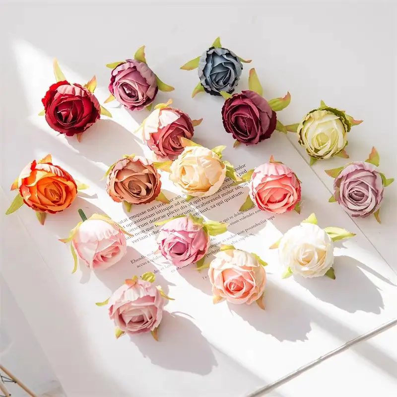 Vente en gros en vrac Bulgarie 6cm tête de rose mariage mariée tenant des fleurs table fête décoration simulation roses