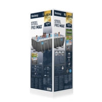Наземный семейный бассейн Bestway 561KM Steel Pro MA Splashview прямоугольный 488x244x122 см с металлическим каркасом, фильтр-насосом и лестницей