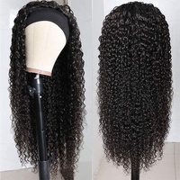 Cabelos cheveux brésiliens luxe colle moins bandeau perruques cheveux humains vague profonde couleur naturelle 180% densité bandeau perruque