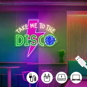 Insegna al Neon 'Take Me to the Disco', Decorazione Murale Retrò Anni '80, Luce LED al Neon per Bar, Insegne al Neon per Feste, Schermo Elettronico - Product Image 3