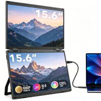 Écran d'ordinateur portable supplémentaire, écran pliable, moniteur portable pour ordinateur portable, moniteur portable double écran 15,6 pouces pour MacBook M1/M2/M3
