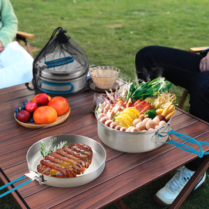 مجموعة أواني طهي للتخييم والمشي لمسافات طويلة لشخص واحد، مجموعة كاملة من أواني التخييم المصنوعة من الفولاذ المقاوم للصدأ مع حقيبة تخزين - Product Image 6