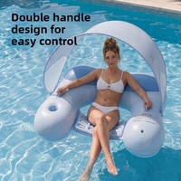 Fauteuil inclinable gonflable amovible avec porte-gobelet, pour extérieur, en PVC, pour adultes, avec protection solaire, pour bain de soleil estival rafraîchissant