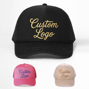 Custom Cotton Trucker Hat Mesh Back Adjustable <b>Cap</b> With Embroidered Patch for Workwear - Product Image 1