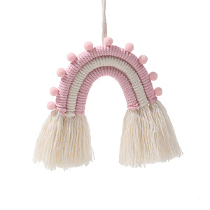Venta al por mayor Rosa bebé habitación niños de algodón hecho a mano Arco Iris decoración Macrame colgante de pared - Product Image 5
