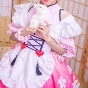 Xiao Qiao Maid Cosplay Costume Women Flower Print Polyester Fiber Game Anime Role Playing Summer 2020 - Product Image 4