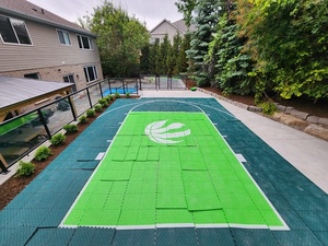 Campo Multideportivo al aire libre de 30x60 pies con cancha de baloncesto y línea de tenis para deportes en el patio trasero del hogar - Product Image 5