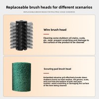 Brosse de nettoyage électrique portative pour barbecue à batterie lithium, poils multifonctionnels, lumière LED, modèle SKS-101 pour extérieur