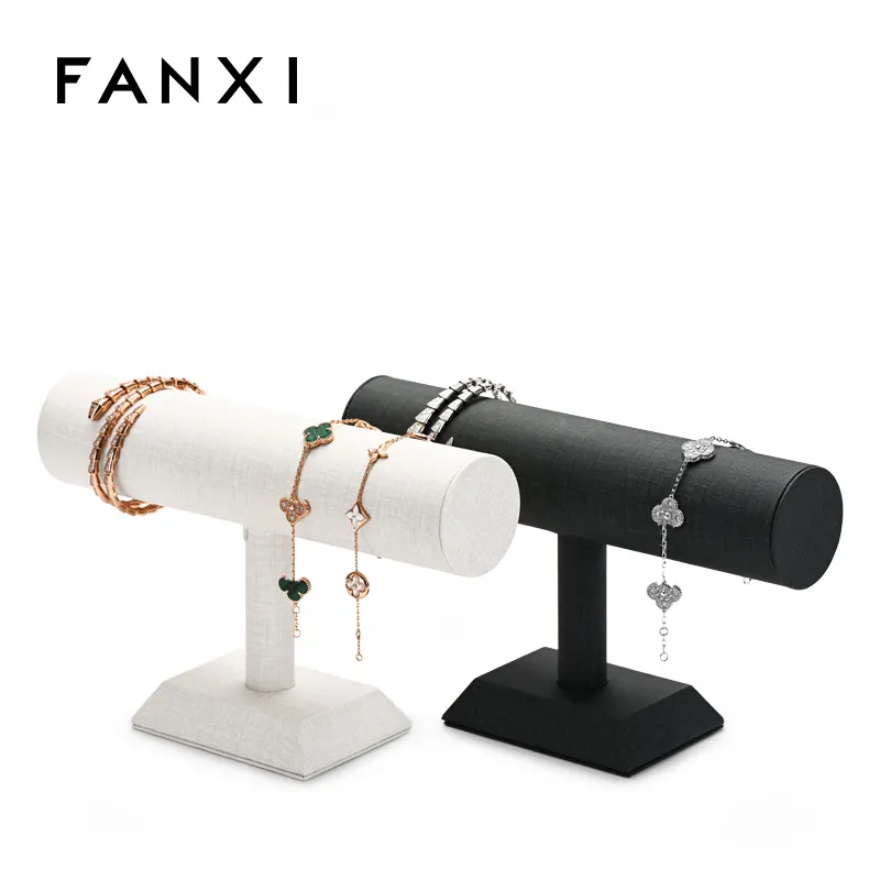 FANXI Luxury jewelry bangle watch display pu leather T-bar jewelry bracelet display cabinet stands